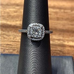 14K White Gold Halo Engagement Ring